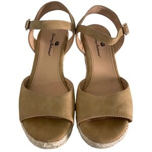 Tommy Bahama Caisy Tan Suede Espadrille Wedge Sandals Women's 8.5 Boho Beach